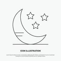 Moon Cloud Weather Line Icon Vector