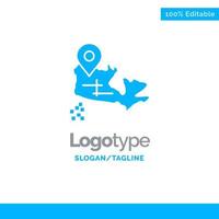 ubicación del mapa de canadá plantilla de logotipo sólido azul lugar para el eslogan vector