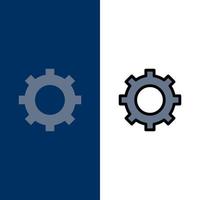 Cog Setting Gear  Icons Flat and Line Filled Icon Set Vector Blue Background