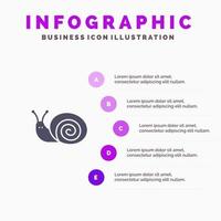 Bug Easter Snail Spring Solid Icon Infographics 5 Steps Presentation Background vector