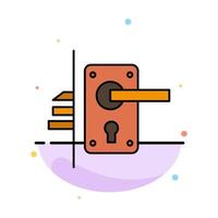 Lock Door Handle Keyhole Home Abstract Flat Color Icon Template vector