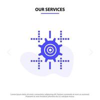 Our Services Setting Gear Computing Line Solid Glyph Icon Web card Template vector