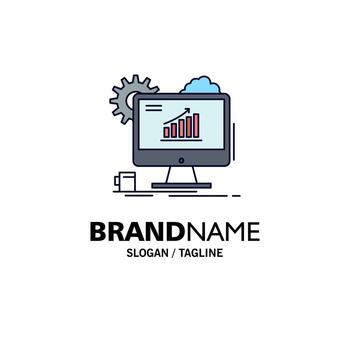 Analytics chart seo web Setting Flat Color Icon Vector