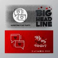 Valentines Day Big Banner Template Red Background vector