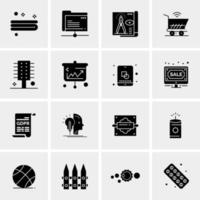 16 iconos de negocios universales vector ilustración de icono creativo para usar en proyectos relacionados con la web y dispositivos móviles