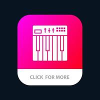 controlador hardware teclado midi música aplicación móvil botón android e ios versión de glifo vector