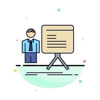 presentation businessman chart graph progress Flat Color Icon Vector