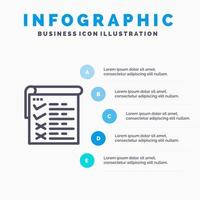 lista de verificación informe de prueba qa plantilla de infografía azul plantilla de icono de línea de vector de 5 pasos