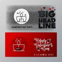 Valentines Day Big Banner Template Red Background vector