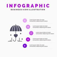 Insurance Umbrella Secure Love Solid Icon Infographics 5 Steps Presentation Background vector
