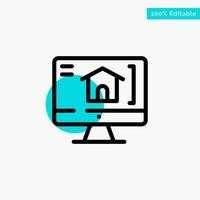 Computer Home House turquoise highlight circle point Vector icon