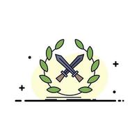 battle emblem game label swords Flat Color Icon Vector