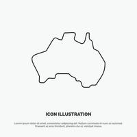 vector de icono de línea de viaje de mapa de ubicación de país australiano