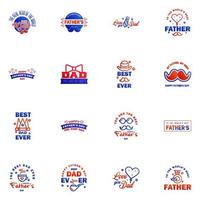 16 Blue and red Happy Fathers Day Design Collection A set of twelve brown colored vintage style Fathers Day Designs on light background Editable Vector Design Elements