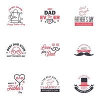 Happy Fathers Day vector hand lettering 9 Black and Pink Calligraphy illustration for greeting card festival poster etc Editable Vector Design Elements