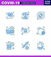 icono de conciencia de coronavirus 9 iconos azules icono incluido barco llorando bacterias peligro de crucero coronavirus viral 2019nov enfermedad vector elementos de diseño