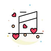 Music Love Heart Wedding Abstract Flat Color Icon Template vector