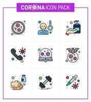 Coronavirus Prevention 25 icon Set Blue learning call hand on consult viral coronavirus 2019nov disease Vector Design Elements