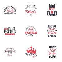 Happy fathers day 9 Black and Pink vintage retro type font Illustrator eps10 Editable Vector Design Elements