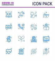 Covid19 Protection CoronaVirus Pendamic 16 Blue icon set such as preparing herbal wash bowl medical viral coronavirus 2019nov disease Vector Design Elements