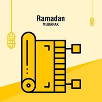 plantilla de saludo ramadan kareem media luna islámica y linterna árabe ilustración vectorial vector