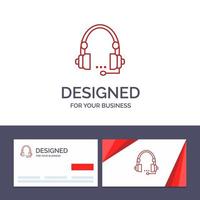 Creative Business Card and Logo template Support Call Communication Contact Headset Help Service Vector Illustration