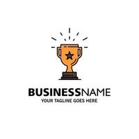 Trophy Achievement Award Business Prize Win Winner Business Logo Template Flat Color vector