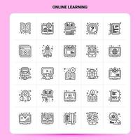 OutLine 25 Online Learning Icon set Vector Line Style Design Black Icons Set Linear pictogram pack Web and Mobile Business ideas design Vector Illustration