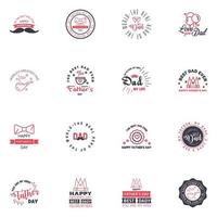 Set of Happy Fathers day elements 16 Black and Pink Vector illustration Editable Vector Design Elements