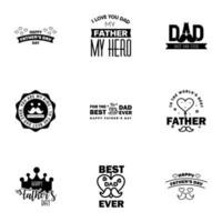 HAPPY FATHERS DAY 9 Black HOLIDAY HAND LETTERING VECTOR HAND LETTERING GREETING TYPOGRAPHY Editable Vector Design Elements