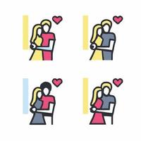 parejas enamoradas ilustración en estilo de icono de dibujos animados plana vector