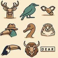 vintage animal illustration icon vector