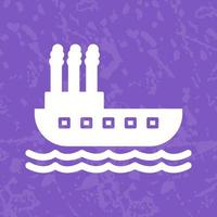 icono de vector de barco de vapor