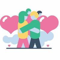 parejas enamoradas ilustración en estilo de icono de dibujos animados plana vector