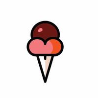 deliciosa ilustración de helado en estilo de icono de dibujos animados plana vector