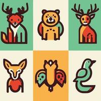 vintage animal illustration icon vector