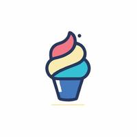 deliciosa ilustración de helado en estilo de icono de dibujos animados plana vector