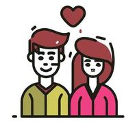 couples in love illustration in flat cartoon icon style vector