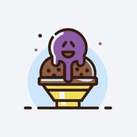 delicious ice cream illustration in flat cartoon icon style vector