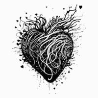 corazón, mano, dibujado, corazón, icono, señal, -, cepillo, dibujo, caligrafía, corazón, negro, corazón, símbolo, -, corazón, caricatura, vector, ilustración vector