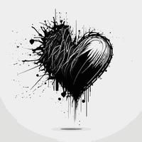 corazón, mano, dibujado, corazón, icono, señal, -, cepillo, dibujo, caligrafía, corazón, negro, corazón, símbolo, -, corazón, caricatura, vector, ilustración vector