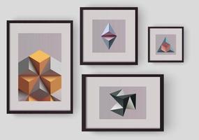 Realistic Illustration of gallery. Elegant Frames on the wall, three dimensional complex shape. Abstract Poster Design Template Geometric Shapes. Vector template for picture, poster or photo gallery.