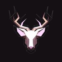 illustration with hand drawn moose or deer Geometric  on black vintage background. Polygonal linear shape. vector