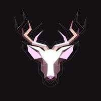 illustration with hand drawn moose or deer Geometric  on black vintage background. Polygonal linear shape. vector