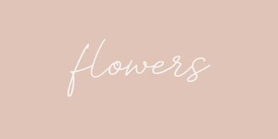 Flowers- hand drawn calligraphy and lettering inscription. vector