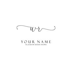 Initial WR beauty monogram and elegant logo design, handwriting logo of initial signature, wedding, fashion, floral and botanical with creative template. vector
