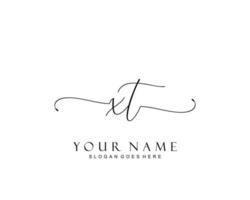 Initial XT beauty monogram and elegant logo design, handwriting logo of initial signature, wedding, fashion, floral and botanical with creative template. vector