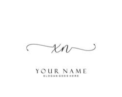 Initial XN beauty monogram and elegant logo design, handwriting logo of initial signature, wedding, fashion, floral and botanical with creative template. vector