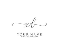 Initial XD beauty monogram and elegant logo design, handwriting logo of initial signature, wedding, fashion, floral and botanical with creative template. vector