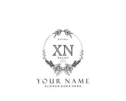 Initial XN beauty monogram and elegant logo design, handwriting logo of initial signature, wedding, fashion, floral and botanical with creative template. vector